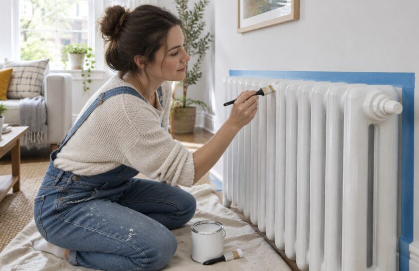 Verniciare un termosifone in ghisa con smalto bianco e pennello angolato